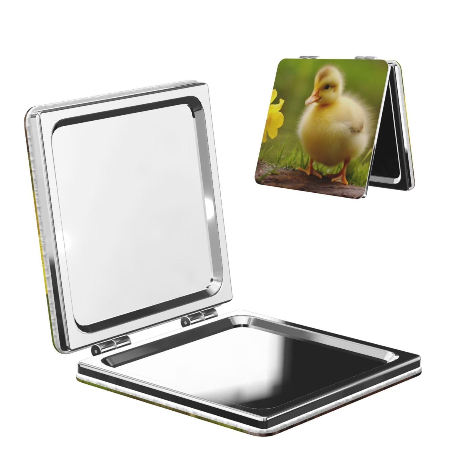 DWVTSLH Cute Baby Ducks Compact Mirror for Purse, Double-Sided 2X/1X Magnifying Mirror for Women Men, Travel Makeup Mirror for Handbag, Handheld Vanity Mirror for Gift