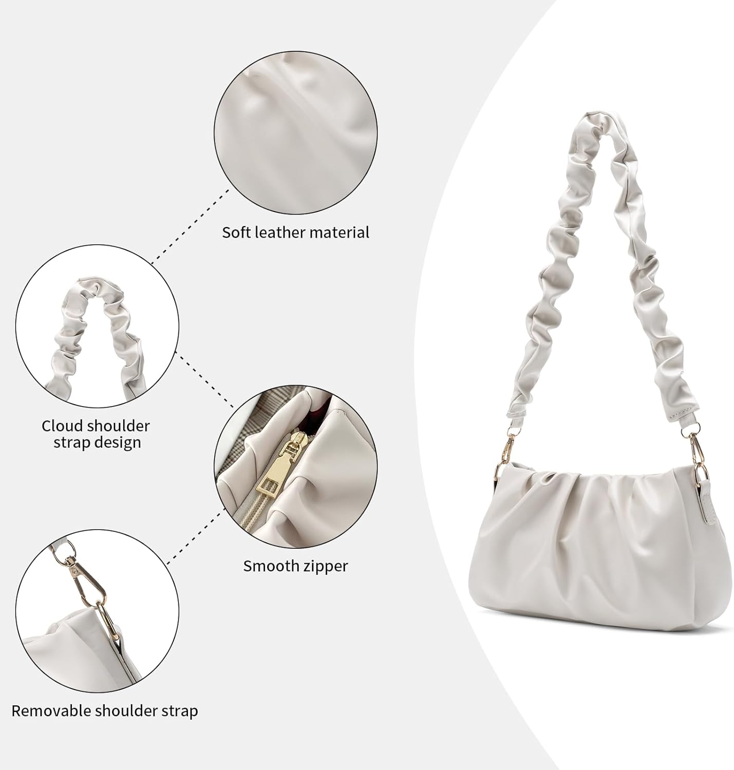 SENDEFN Shoulder Bags for Women Soft Small Clutch Ppurse Crossbody Purses for Women Trendy Hobo Tote Handbag for Ladies - Image 5