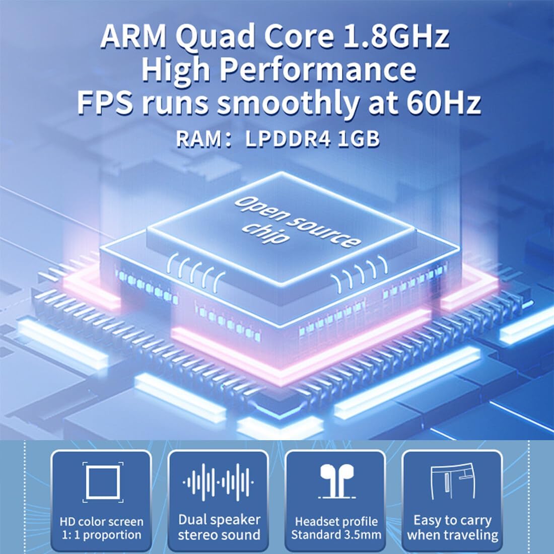Console di gioco portatile RGB30 retrò, 16+64G con 10.000 giochi, sistema JELOS e CPU RK3566, console per videogiochi portatile IPS Acrade da 4 pollici, per bambini e adulti, WiFi e Bluetooth (blu)