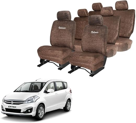 Veloxis Cotton Towel Readymade Towel Car Seat Cover for Maruti (New) Ertiga 7-Seater (Coffee),Front and Rear Protection, 1...
