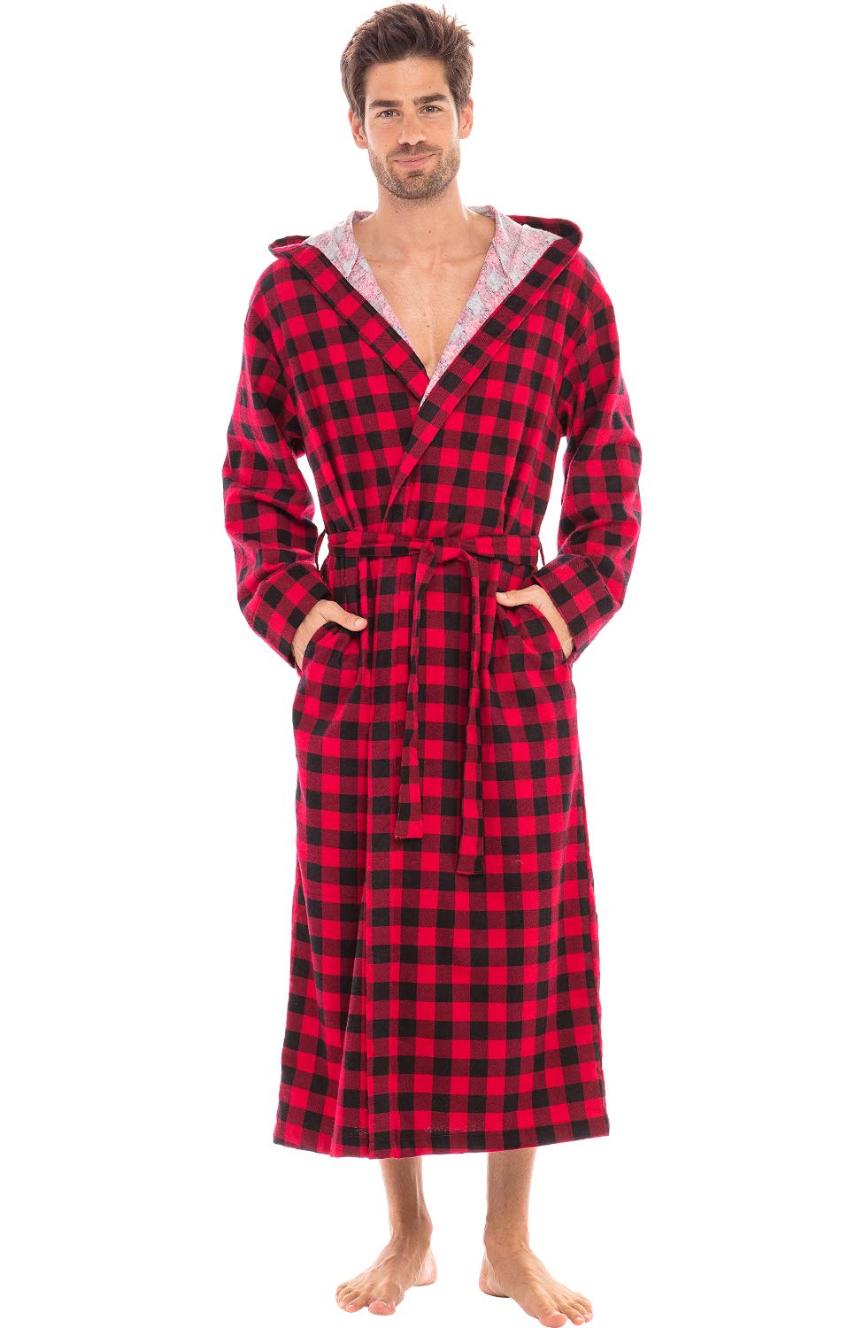 Alexander Del RossaMen's Lightweight Flannel Robe, Soft Cotton
