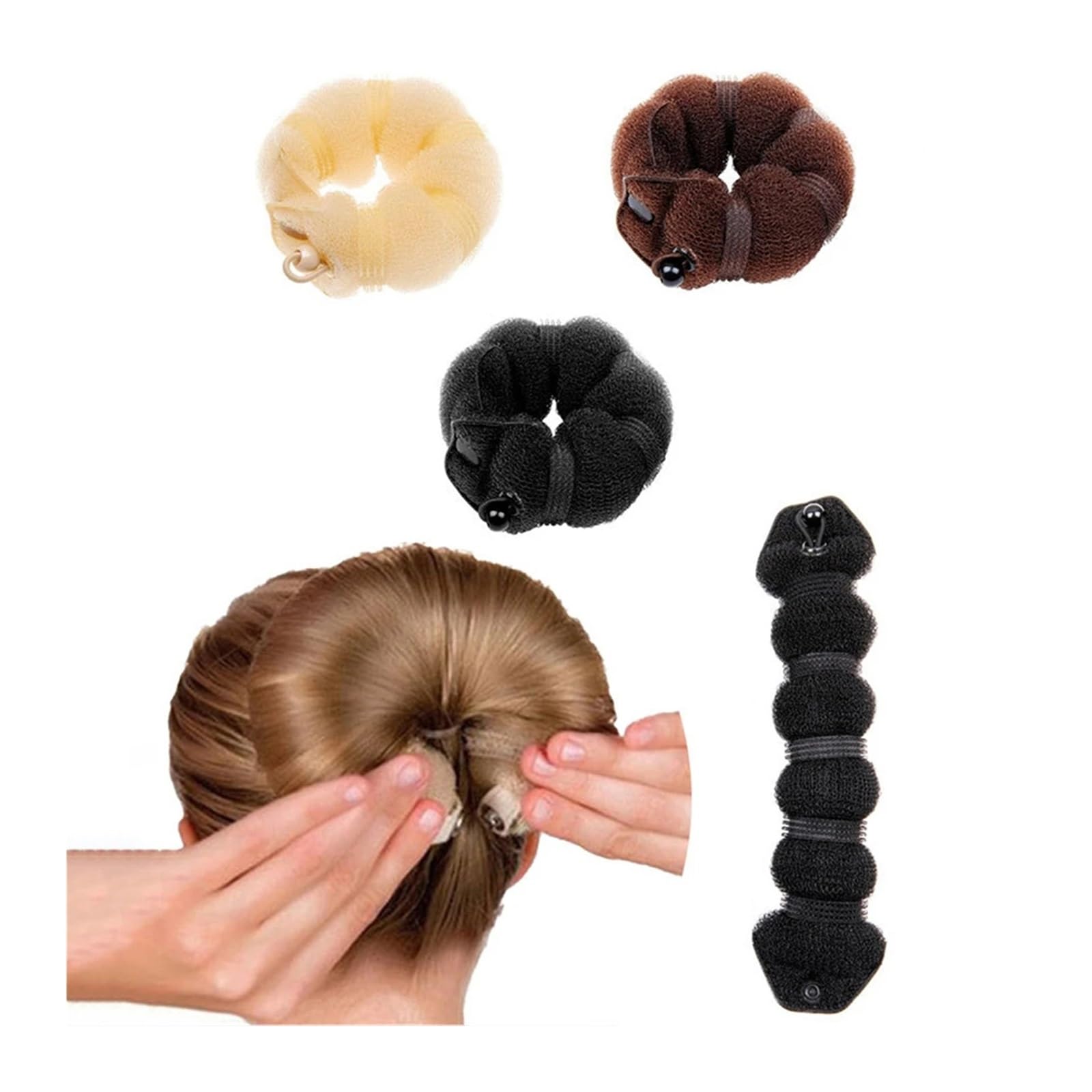 3 uds. for hacer moños en el pelo, Donut for herramientas for cabello, horquilla, accesorios for for mujeres, trenzas de estilo(Black)