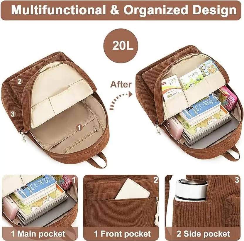 Satic Medium 25 L Backpack School College Travel Backpack For Women's/Girls (Brown) | 13WBB 1