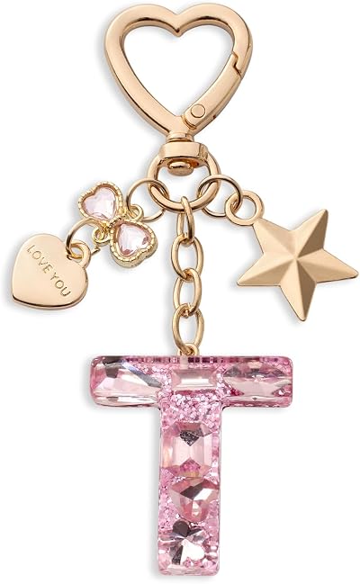 CHUQING Glitter Letter Keychain Initial Keyring