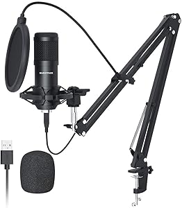 SUDOTACK USB Condenser Microphone for PC: Cardioid Recording Mic Kit with Boom Arm for Podcasting, Twitch, Gaming, YouTub…