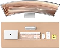 Vista 16 de YSAGi Protector de escritorio de cuero, tapete de oficina, alfombrilla grande para mouse, secante antideslizante de cuero PU, escritorio