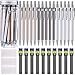 Boao 15 Pieces Metal Mechanical Pencils, 10 Tubes of Lead Refills and 3 Pieces Erasers with Clear Plastic Bottle, 0.7 mm (color set 1 0.7 mm)