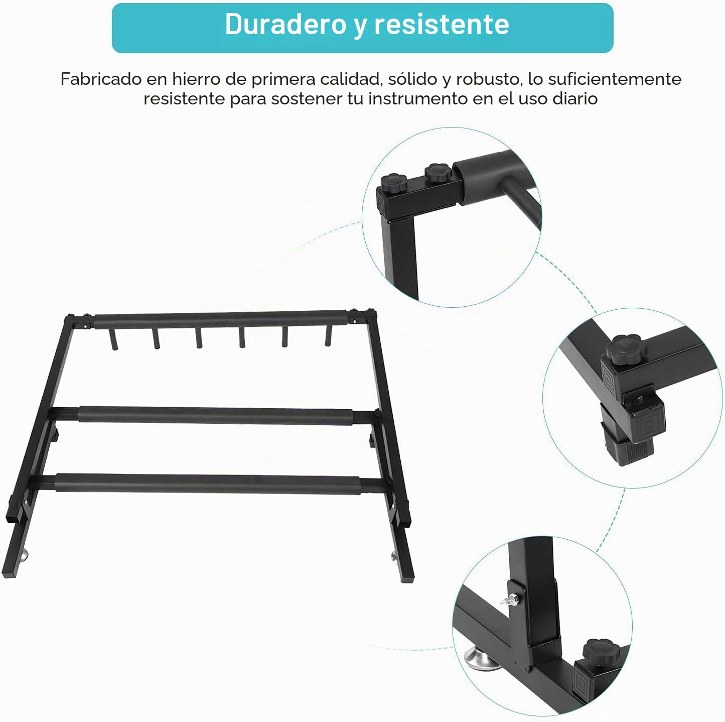 Dioche Soporte para guitarra y bajos con 5 soportes para guitarra, plegable, con acolchado de goma antideslizante, soporte múltiple para 5 instrumentos eléctricos (5 plazas)