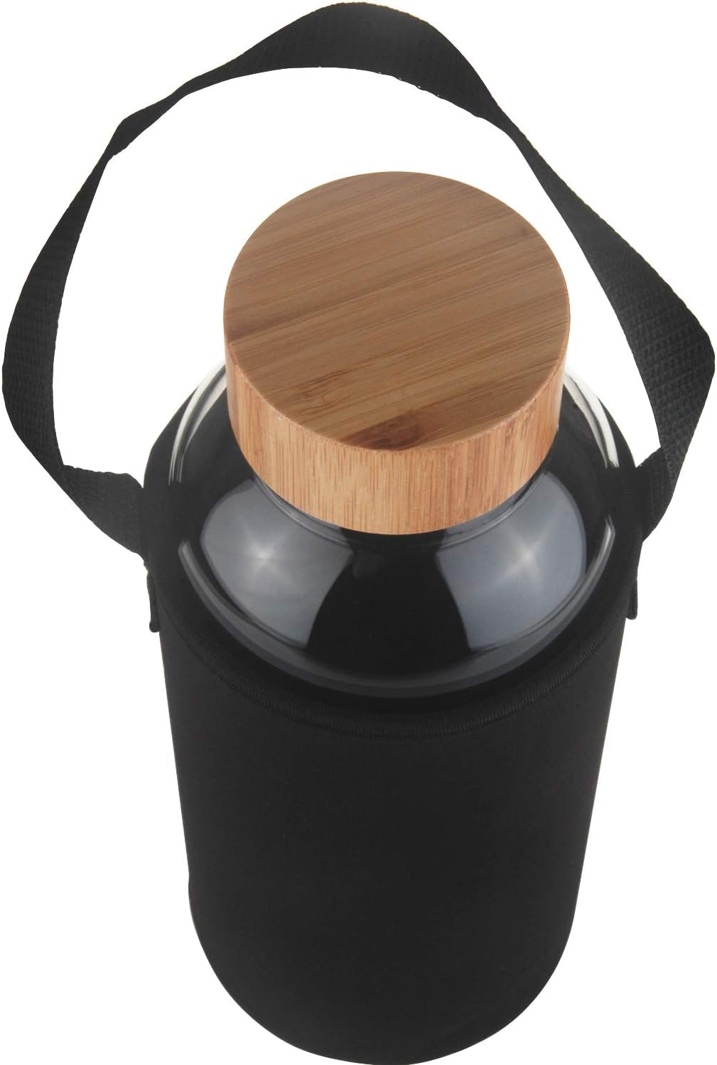 48 oz Sports Borosilicate Glass Water Bottle with Bamboo Lid with Neoprene Sleeve - Image 3