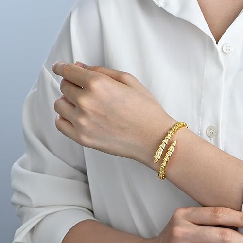 Miniatura 4 de TJOJOYFUL Snake Bracelet Cuff Bracelet for Women - Snake Design Bangle with 5A Cubic Zirconia Stones, Jewelry Gift for Anniversary Valentine's Day