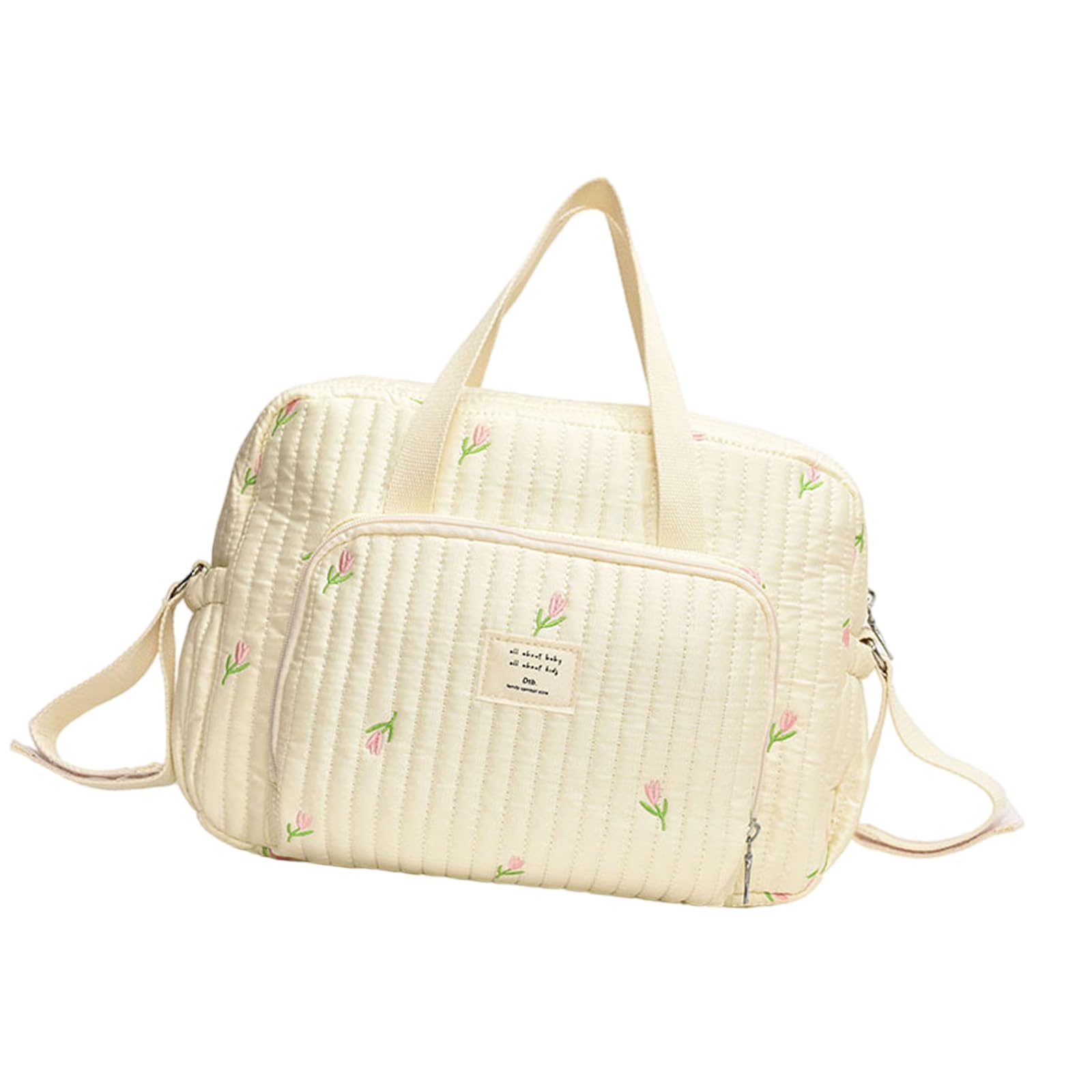 Bolsa de pañales multifuncional, bolsa de pañales, organizador, bolso de hombro portátil con bordado y mucho espacio para el pañal