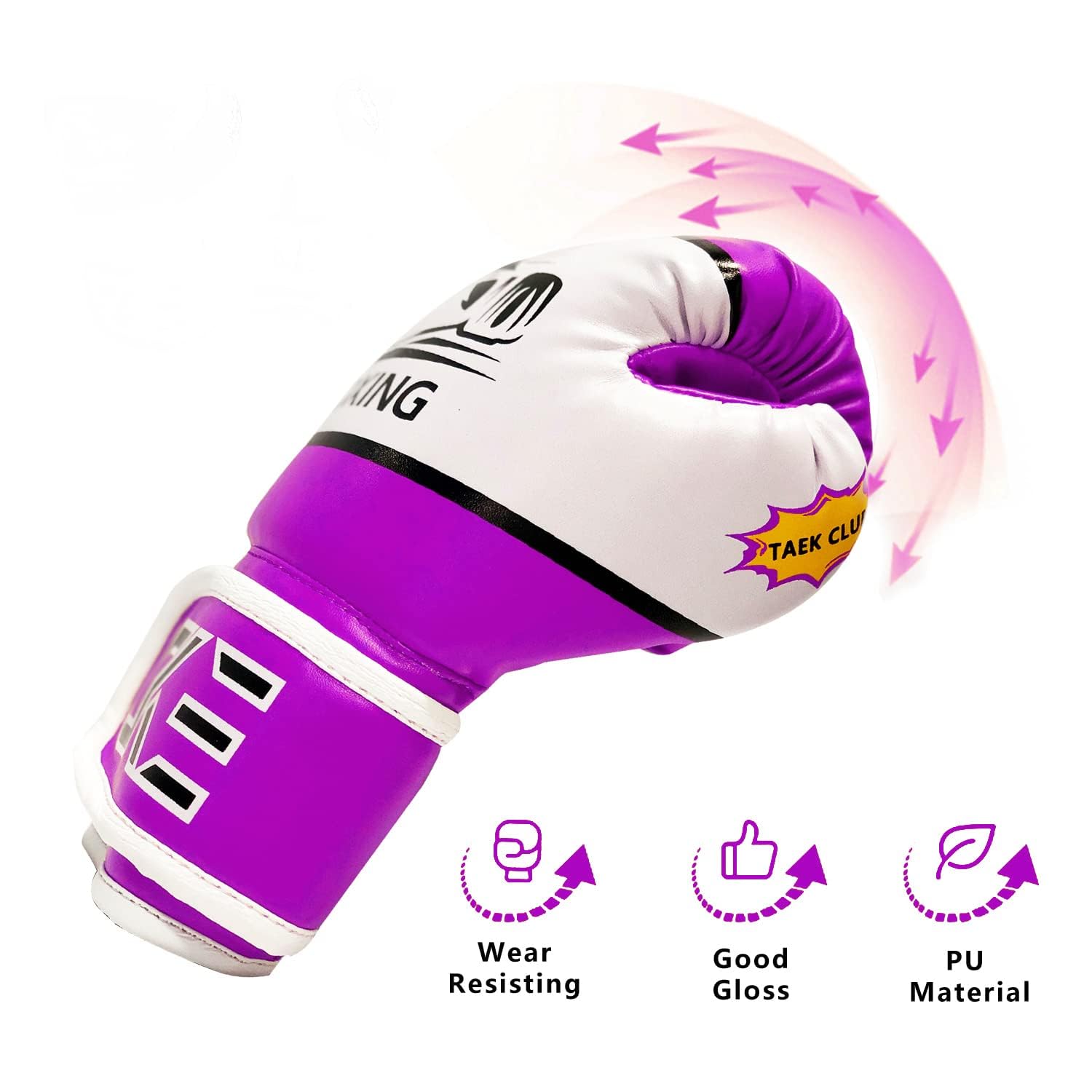 CKE Dziecięce rękawice bokserskie dla dzieci w wieku 5-12 lat, dla chłopców i dziewczynek, rękawice bokserskie dla dzieci, worek bokserski, kickboxing, do Muay Thai, rękawice bokserskie (fioletowe)