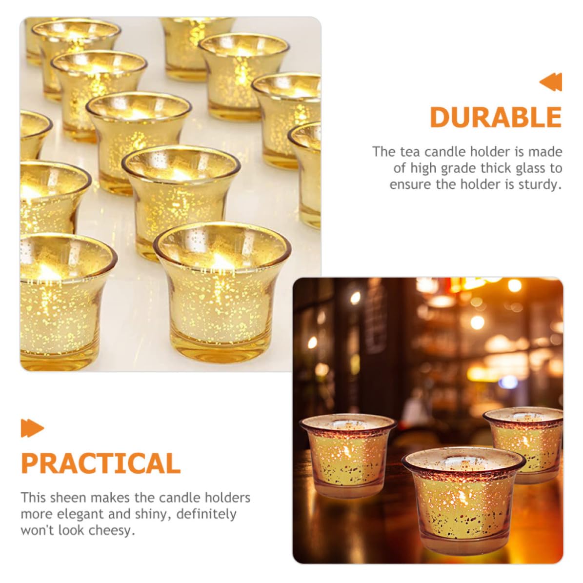 12 Pièces Bougeoir en Verre Cup pour Bougie Chauffe Plat, Élégant