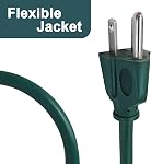 25 Ft Indoor Outdoor Extension Cord Green, 16 AWG Extension Cord Ouside, 3 Prong Grounded Plug, Waterproof Electrical Cable, SJTW, 13A 1625W, UL Listed | 13A 125V 1625W, Weather Resistant, Indoor & Outdoor, Home Appliance, Lights and Lawn