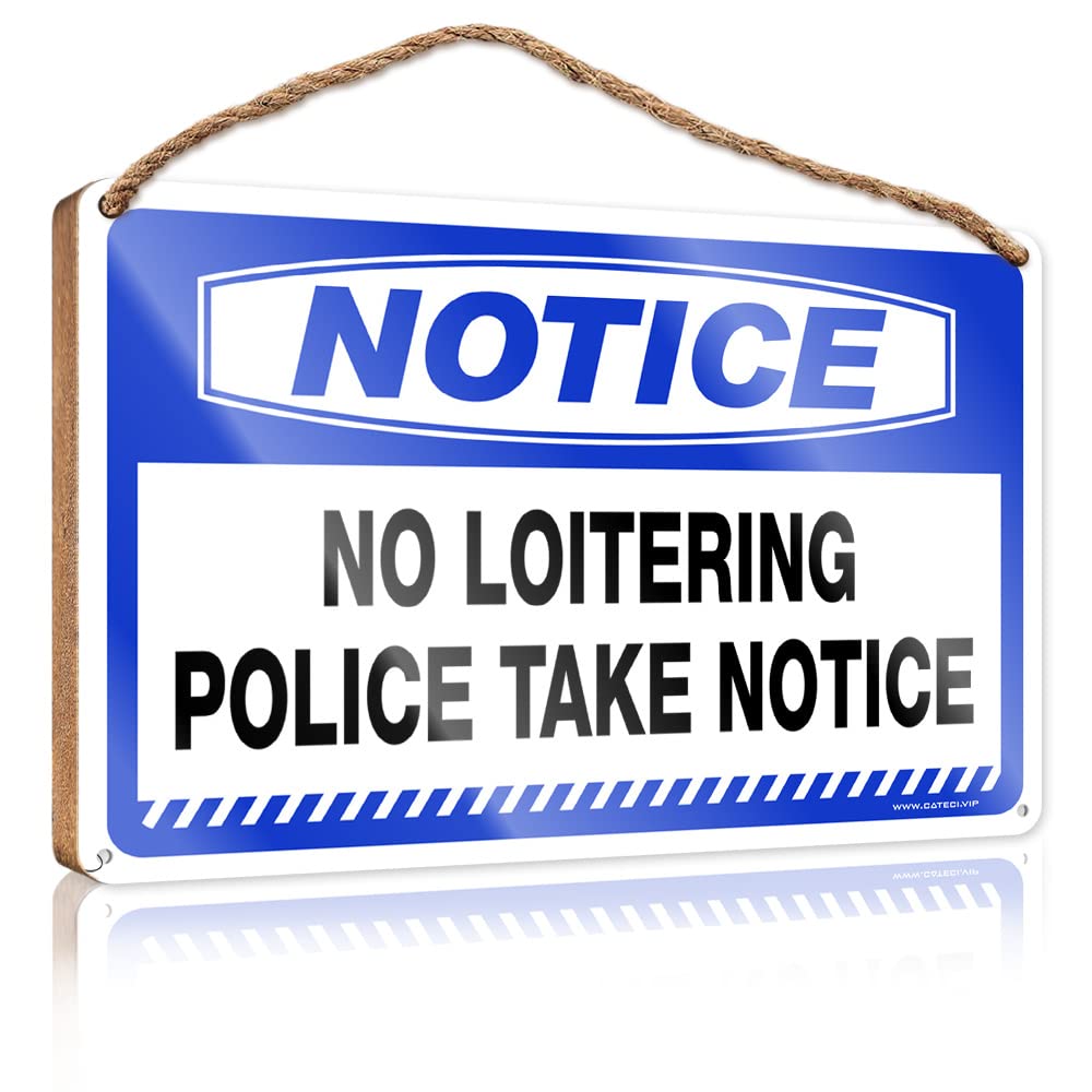 Dtha One Color Hanging Decor Porch Notice No Loitering Police Take Wooden Sign Hanging Wooden Sign Diy Funny Kitchen Decor(23X35cm)