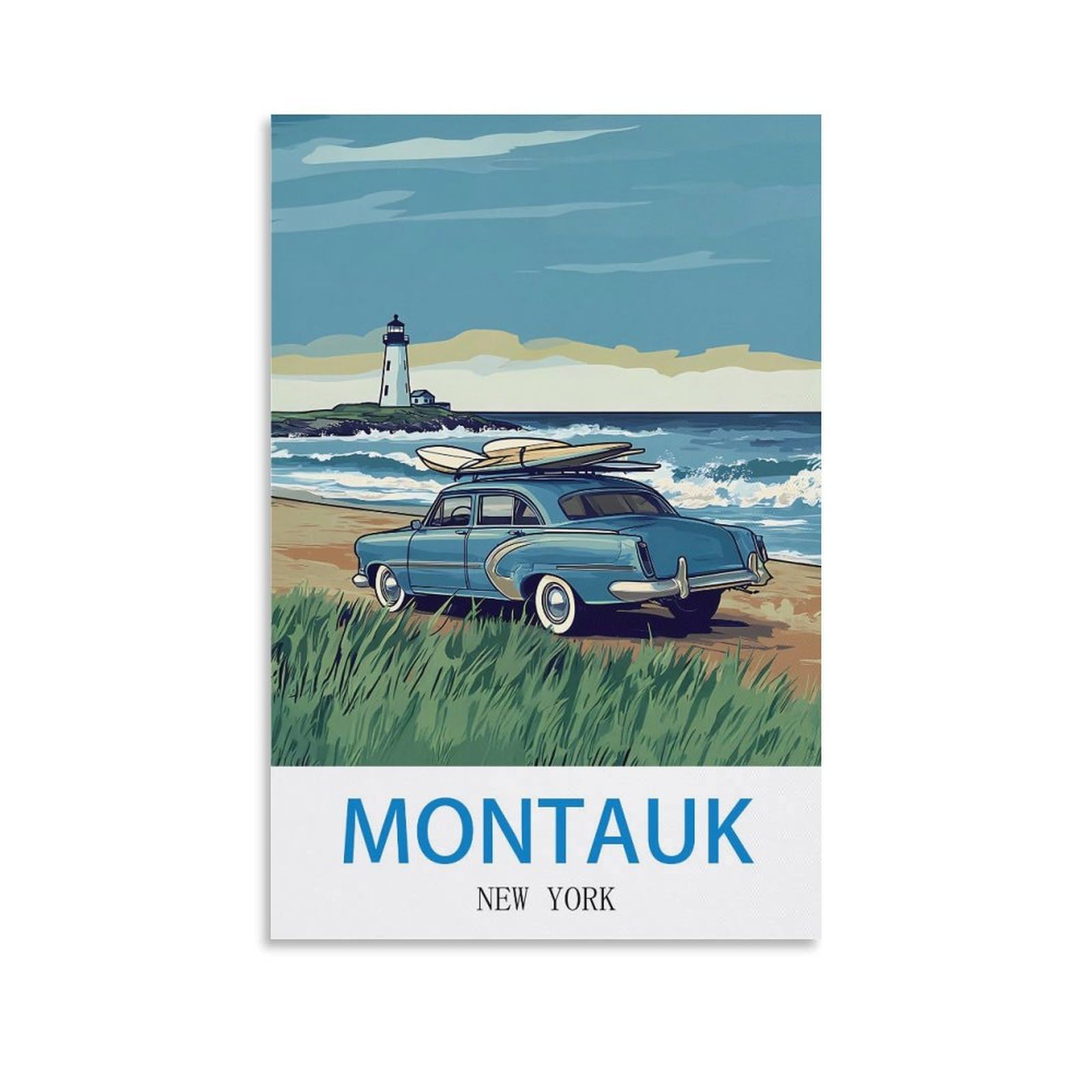 EZMLFA 5D Diamond Painting Kits,Montauk New York Diamond Art Kits Adults, Create Your Own Diamond Painting Full Drill Gifts for Home Decor 40x50cm