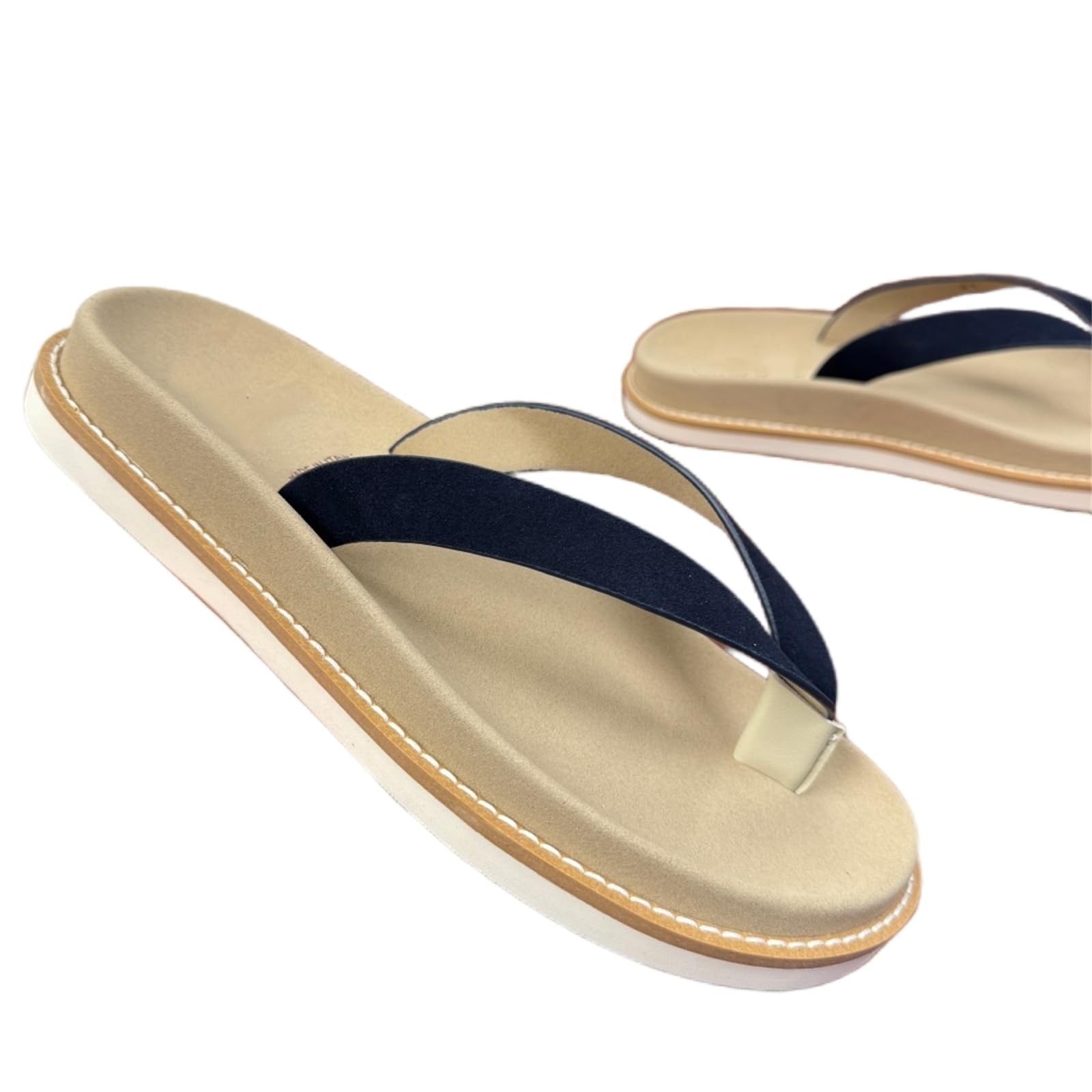 Slides Unisex Poliéster Ante Cruz Correa Chanclas, Plataforma Cosida Tanga Sandalias para Hombres Desgaste Al Aire Libre Diario Casual-blue-38