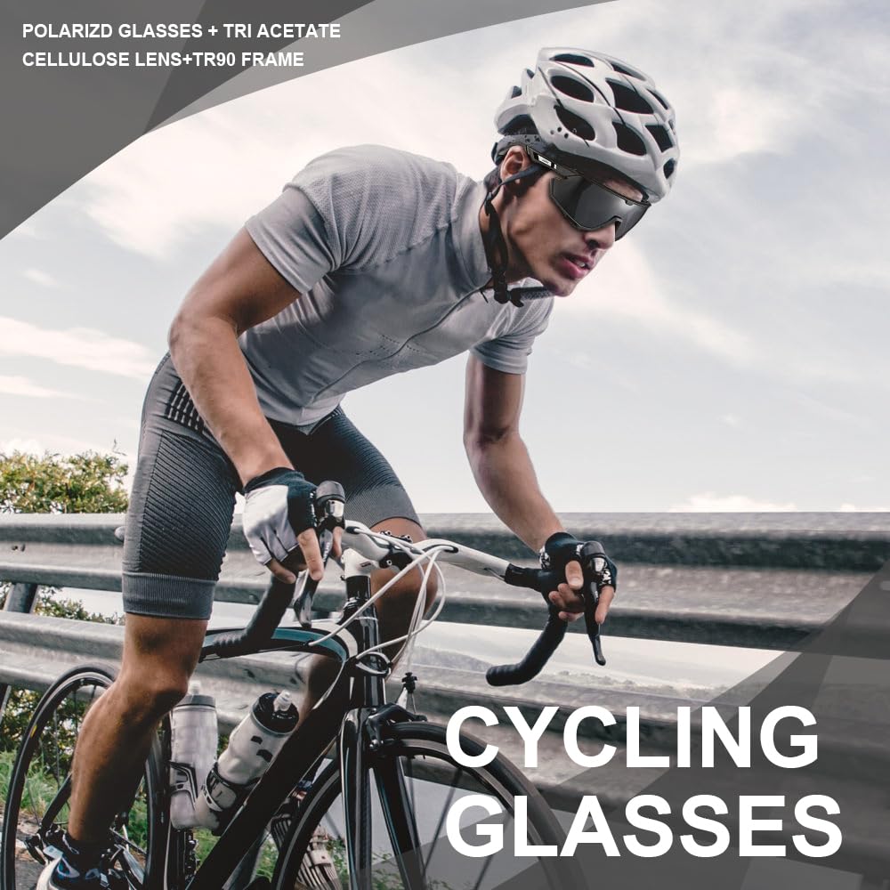 CARFIA Fahrradbrille Schnelle Brille Polarisierte Herren Sonnenbrille UV 400 Schutz Sportbrille für Autofahren Fahrrad Angeln Golf