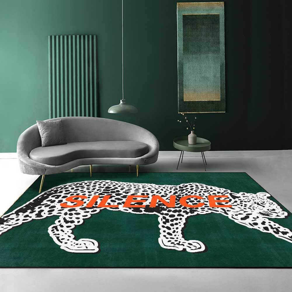 Big Area Floor Rug washable Rugs 40x60cm Leopard font, silence, green Living Room/Bedroom/Study/Coffee Table 40x60cm