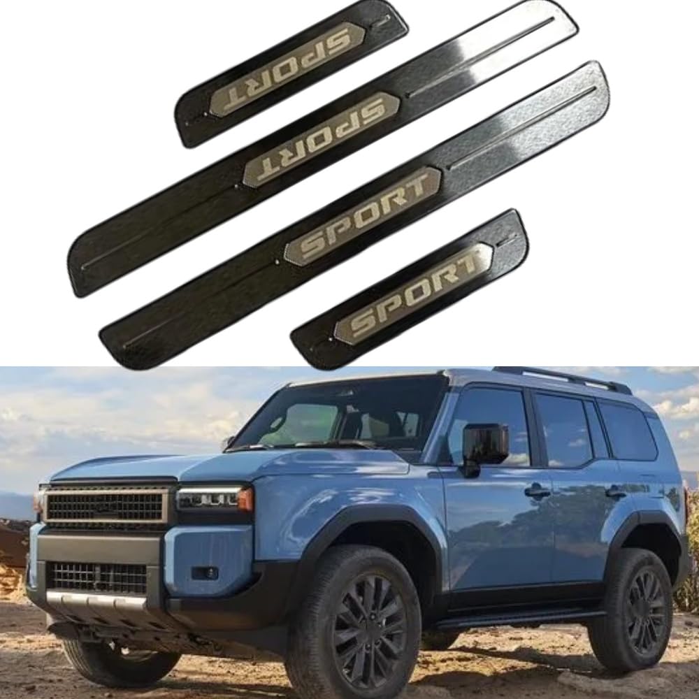 4PCS Black Outside Door Sill Scuff Molding Trim Fits for Land Cruiser Prado LC250 2024 Stainless Steel