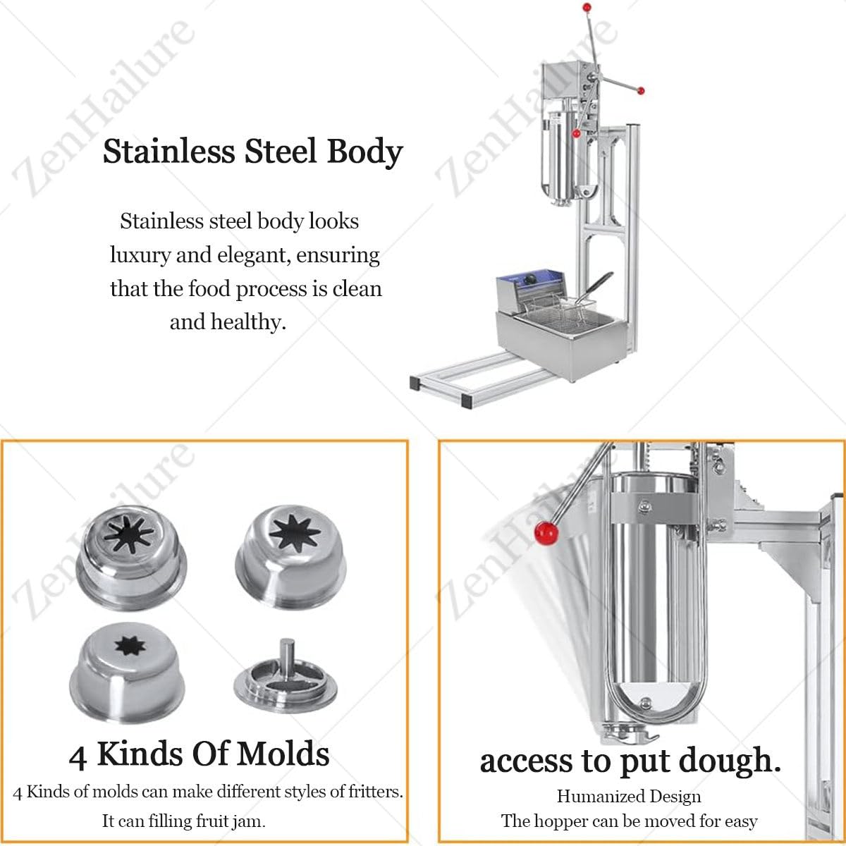 Riempitrice per pasta per churros e ciambelle, riempitrice verticale resistente, riempitrice manuale per pasticceria, in acciaio inossidabile, perfetta per ristoranti e catering