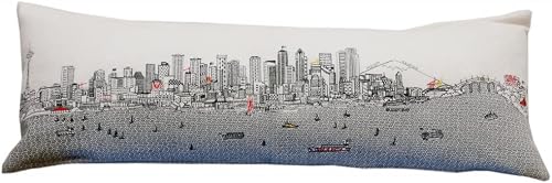 HomeRoots Cream 45" White Seattle Daylight Skyline Lumbar Decorative Pillow