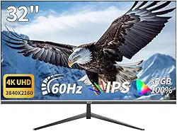 Monitor UHD 4K de 32 polegadas (3840 x 2160), IPS, taxa de atualização de 60 Hz, 100% sRGB, AMD FreeSync, ângulo de visão de 178°, HDMI/DisplayPort, compatível com montagem VESA 100 x 100 mm