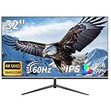 32 Inch 4K UHD Monitor (3840x2160), IPS,60Hz Refresh Rate, 100% sRGB, AMD FreeSync, 178° Viewing Angle, HDMI/DisplayPort, VESA 100x100mm Mount Compatible, Tilt Adjustable - Black