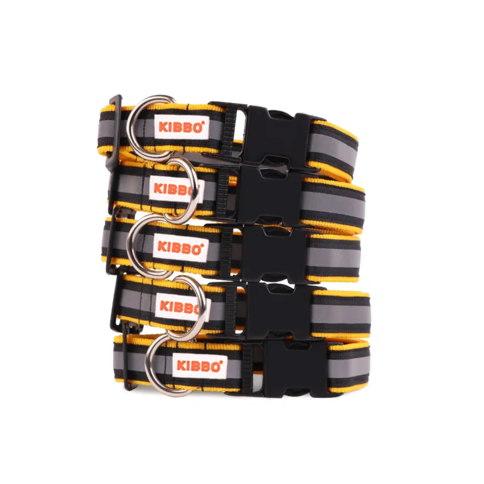 KIBBO Premium Reflective Dog Collar For Large (L) & Extra Large (Xl) Pet Breeds | Adjustable Length, Heavy Duty Metal D-Ring And Buckle | (Large, Yellow, Pack Of 5), 36 X 2.5 Cm (B0BVBJZJHF) Amazon Price History, Amazon Price Tracker