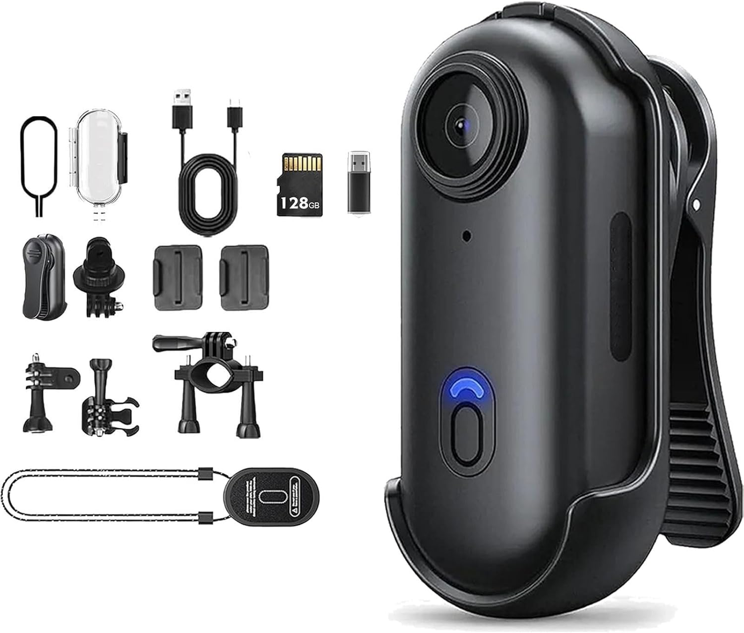 Treklon POV Camera, Treklon 4s Body Camera, 128G Waterproof Sports Cam for POV Capture, for Cycling, Pet Walking and Outdoors Activities (Black-4K, 128g)