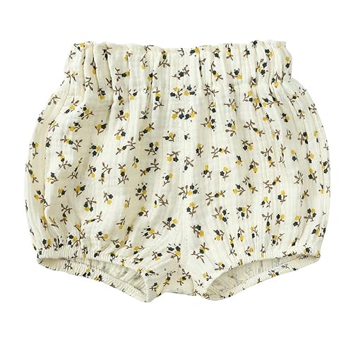 MYGBCPJS Baby Boys Girls 3 Pack Cotton Linen Bloomers Kids Loose Floral Graphic Printed Bubble Shorts Elastic Waist Bottoms - Thumbnail 3