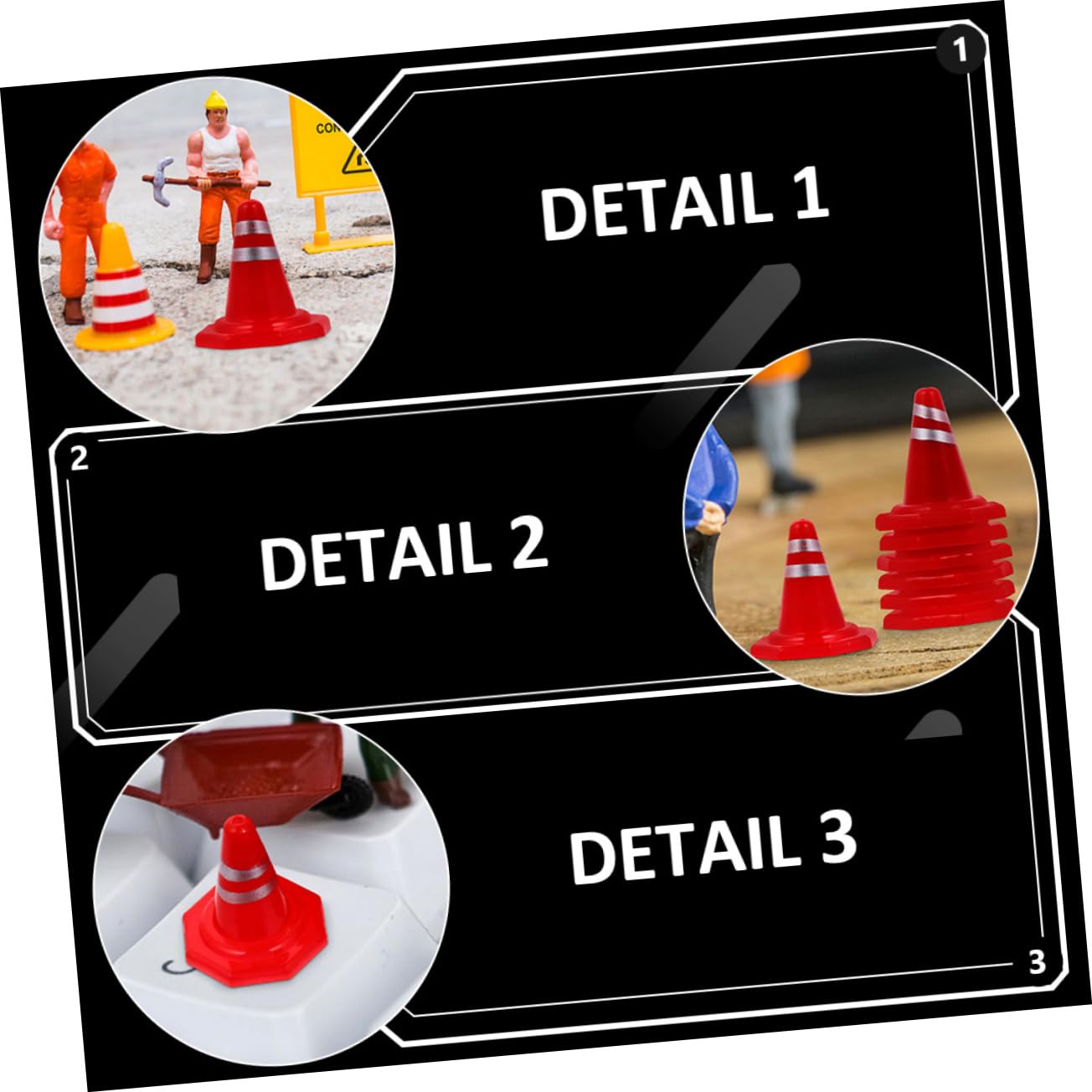 Healifty Realistic Road Cones Set 60pcs Small Road Cones for Practice Simulation Play