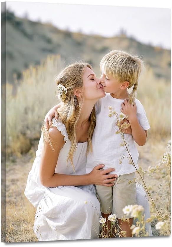 Custom Canvas Prints with Your Photos Personalized Canvas Wall Art (Framed 20x30inch) Personalized Pictures for Pet/Family Gifts for Mom/Men/Women
