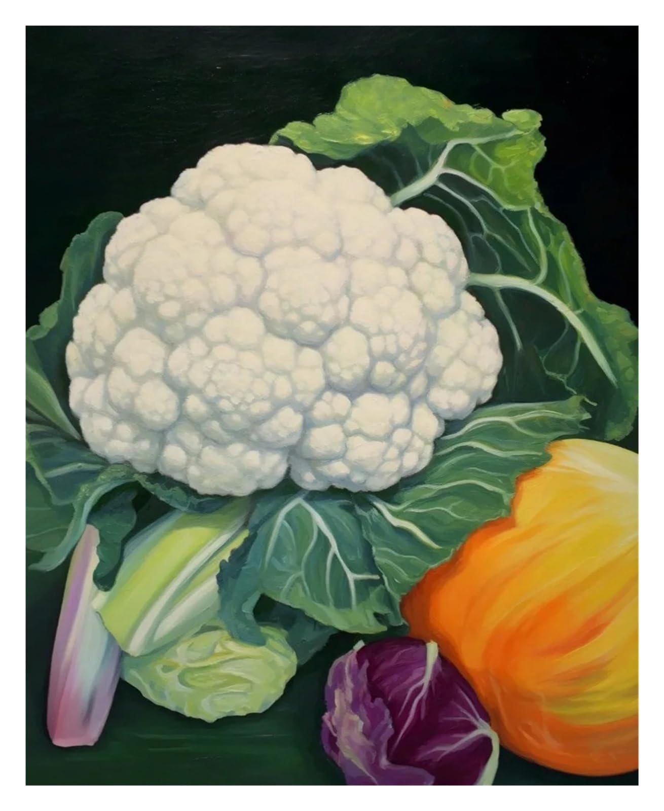 XENITE Wall Art Canvas Prints Cabbage Carrots Eggplant Pumpkin Pepper Broccoli Vegetable Poster Print Wall Art Pictures Canvas Painting Room Home Decor(D,50x70cm)