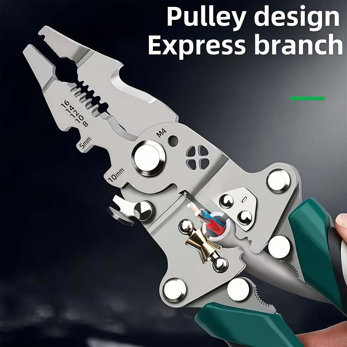 Foldable Wire Stripper Tool, Electrician Multitool with Crimping and Cutting Functions, Multifunctional Pliers for Electrical Work and DIY Projects