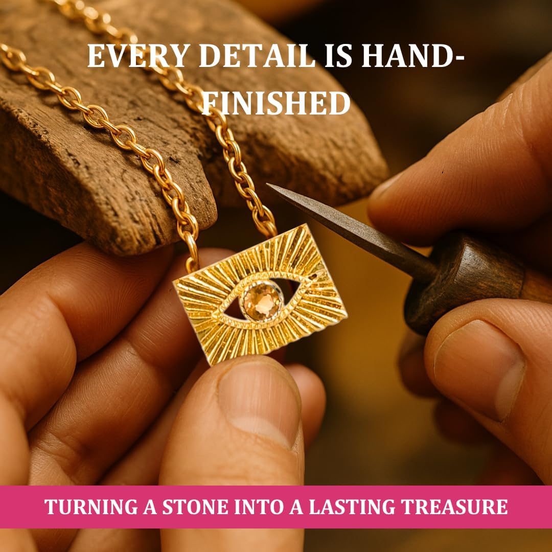 Gempires Evil Eye Necklace for Women 14k Gold Plated Dainty Pendant with Genuine Gemstone Protective Charm Minimalist Handmade Crystal Jewelry Layering Necklace Gift for Her - Image 7