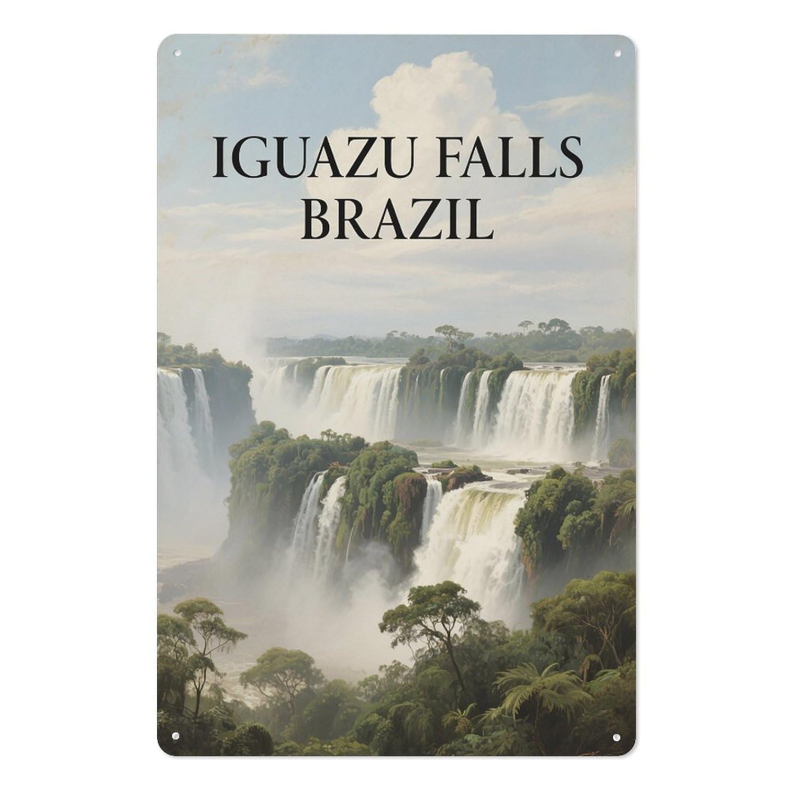 Iguazu Falls Brazil Retro Design Tin Paintings Vintage Tin Sign 08x12inch(20x30cm) Wall Art for Home Office Bedroom Living Room Cafes Wall Decor