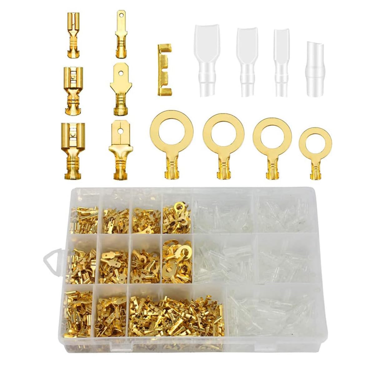 TIDTALEO 1000pcs Nylon Copper Crimp Terminals Set Insulated Wire Disconnects for Easy Installation and Lasting Performance