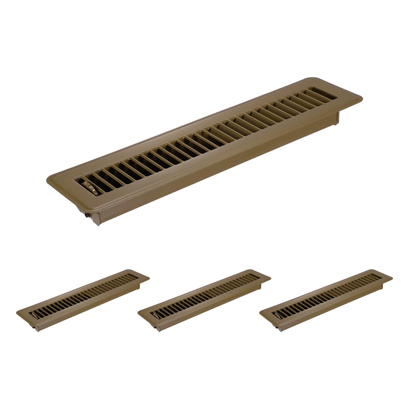 PATIKIL 2x14 Inch Floor Vent Covers, 4 Pcs Floor Registers Heavy Duty Metal Walkable Air Vent Covers Easy Adjustable Air Supply Lever for Home Office Wall Ceiling Grilles, Brown