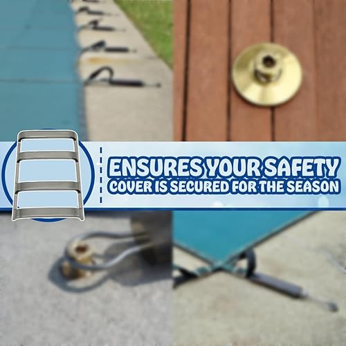 Miniatura 5 de Poolzilla Hebilla de barra de acero inoxidable al aire libre para la instalación de la cubierta de seguridad, paquete de 10