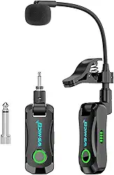 YIJU de microfone para saxofone com receptor e transmissor, alcance de 30 metros, ideal para flauta, trompete, clarinete e exercícios de banda.