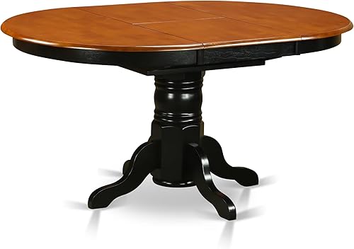 Miniatura 3 de East West Furniture AVAT7-BLK-W Juego de mesa de comedor moderno de 7 piezas consta de una mesa de madera ovalada con hoja de mariposa y 6 sillas de