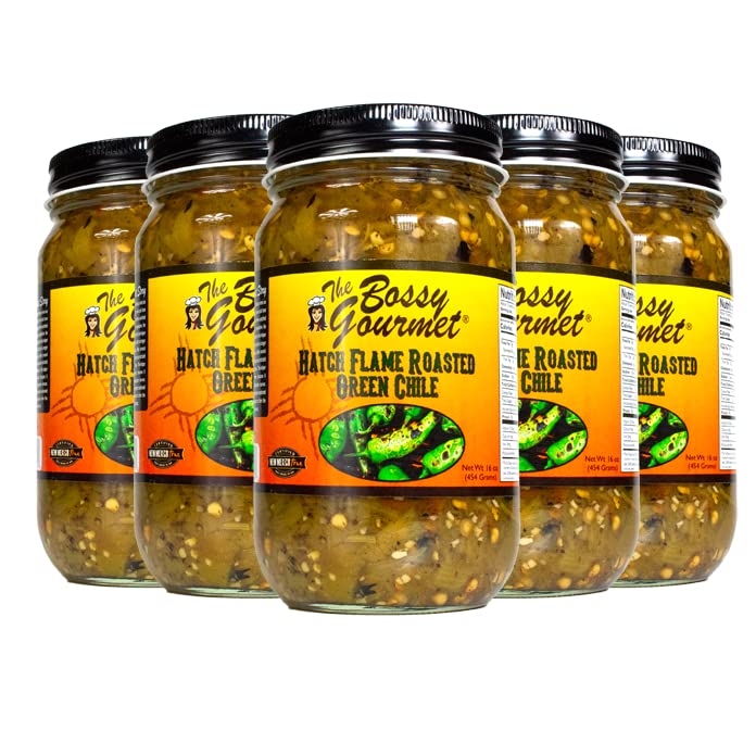The Bossy Gourmet - Hatch Chile verde tostado a la llama (16oz, 6)