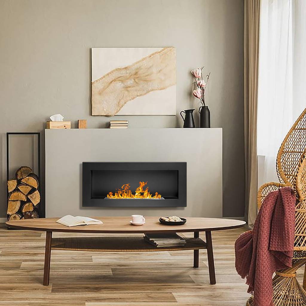 Buy GMT Bioethanol Eco Smokeless Fireplace Black 90x40cm Indoor