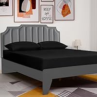 Vista 4 de Sábana ajustable Lirex, tamaño individual XL 100% algodón 300 hilos, transpirable y suave, color negro, 100x190cm