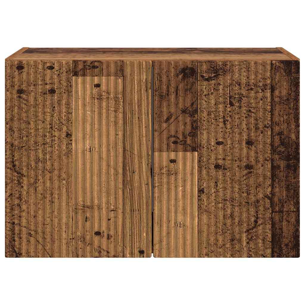 Mobile da parete per TV, in legno anticato, 59,5 x 31 x 40 cm, con 2 ante e ripiano, credenza bassa per soggiorno, camera da letto, home theatre, gaming, angolo, spazio per multimediali