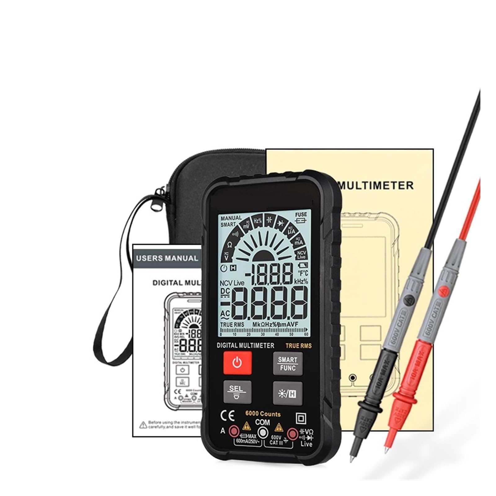 Multimetro Digitale Professionale Mini Smart Automotive Tester Gamma Automatica NCV AC DC Ohm For Transistor Di Capacità Lettura Rapida Accurata Facile(112B Smart)