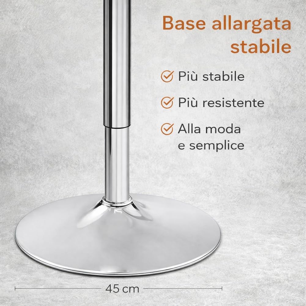 BAKAJI Tavolo da Bar Girevole Rotondo con Altezza Regolabile da 70 a 91 cm, Tavolino Alto Tondo per Ristoranti con Diametro Piano 60 cm, Struttura in Metallo Cromato Ideale per Soggiorno, Bianco