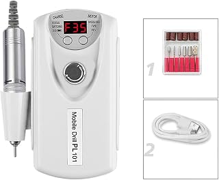 Máquina elétrica de furar pregos Máquina de broca de unhas 35000RPM com display LCD HD, mestre de unhas recarregável para manicure, máquina de fresagem de broca de unhas portátil Baixo nível de ruído