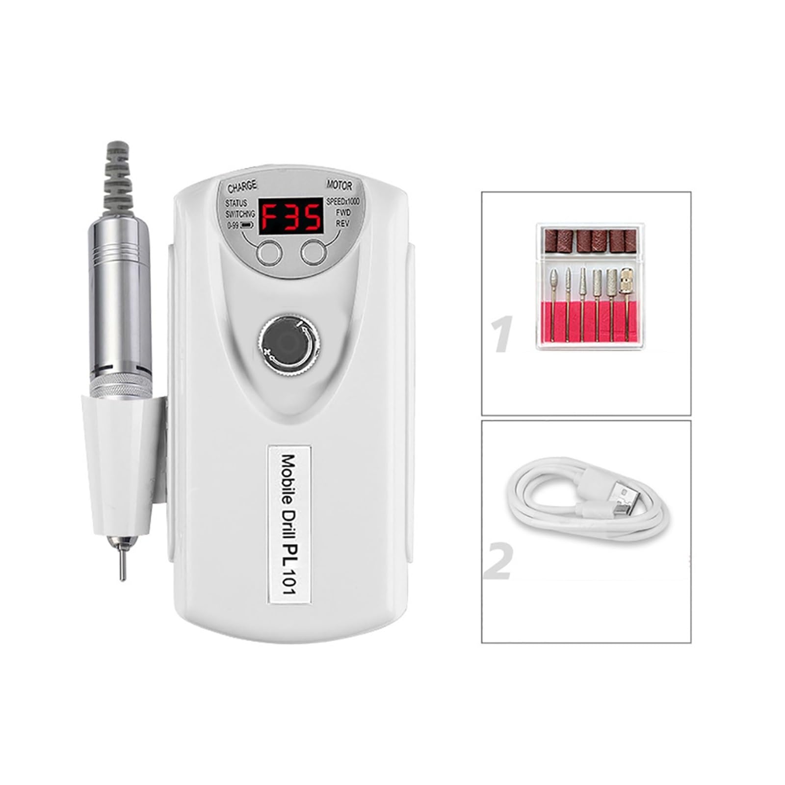 Professional Nail Drill Machine, 35000RPM Nail Drill Machine With HD LCD Display, Rechargeable Nail Master For Manicure, Portable Nail Drill Milling Machine for Acrylic Nails, Polishing, Exfoliating (